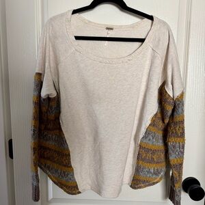 FREE PEOPLE Cream Textured Knit Top
